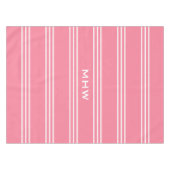 Roze stripes aangepaste monogram tafelkleden (Voorkant (Horizontaal))