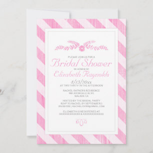 Roze stripes Bridal Shower-uitnodigingen Kaart