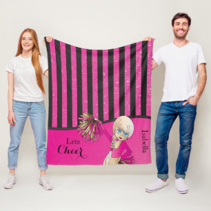 Roze Stripes Cheerleader Fleece Deken