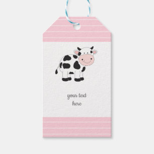 Roze stripes Cow CadeauLabels