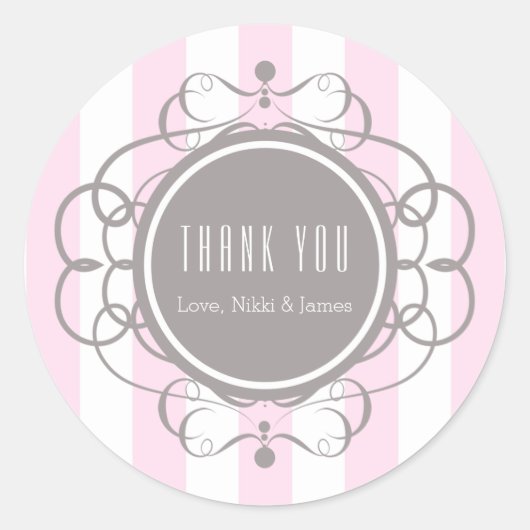 Roze stripes Elegant Fancy Bridal Favor Stickers (Voorkant)
