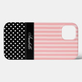 Roze stripes en pooldots Case-Mate iPhone case (Achterkant (horizontaal))