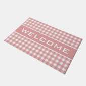 Roze Stripes Gingham Pattern Welkom Doormat Deurmat (Schuin)