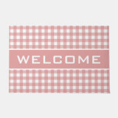 Roze Stripes Gingham Pattern Welkom Doormat Deurmat (Voorkant)