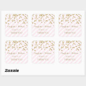 Roze Stripes Gold Confetti Wedding Favor Labels (Vel)