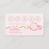 Roze Stripes Lipgloss Makeup Loyalty Card (Achterkant)
