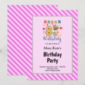 Roze stripes met de achtste verjaardag van de uitn kaart (Voorkant / Achterkant)