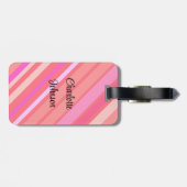 Roze Stripes-naam in modern script Bagagelabel (Achterkant horizontaal)