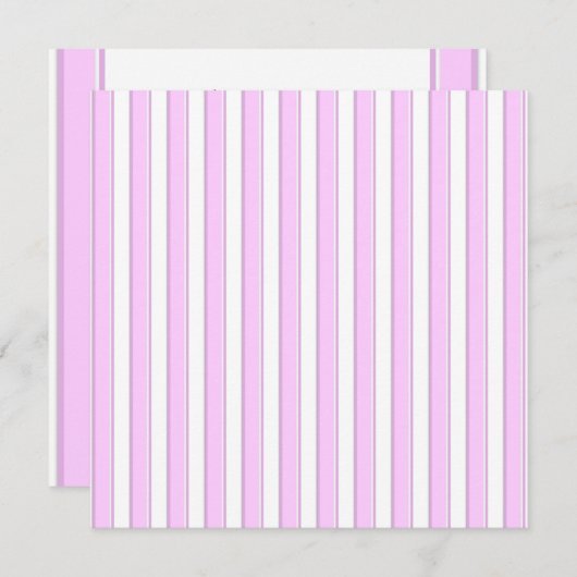 Roze stripes op witte aangepaste uitnodigingen (Voorkant / Achterkant)
