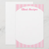 Roze stripes Recipe Note Pad (Voorkant / Achterkant)