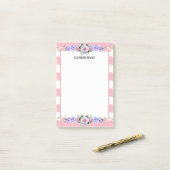 Roze stripes Roos, gepersonaliseerde Floral Post-i Post-it® Notes (Op bureau)