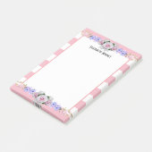 Roze stripes Roos, gepersonaliseerde Floral Post-i Post-it® Notes (Schuin)