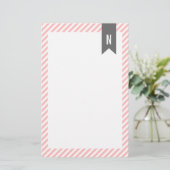 Roze stripesonogram briefpapier (Staand voorkant)