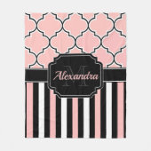Roze strips en quatrefoil fleece deken (Voorkant)