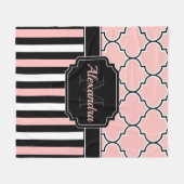 Roze strips en quatrefoil fleece deken (Voorkant (Horizontaal))
