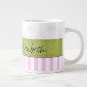 Roze stroken, strips, strips, strips, Jouw naam Extra Grote Beker (Rechts)
