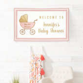 Roze Stroller Baby Girl Shower Spandoek (Insitu)