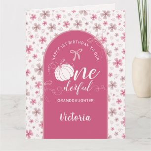 ROZE STROOK & BOOG HERFST POMPOEN BLOEMEN VERJAARD KAART