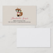 Roze Stropdas en bril Hipster Brown Fox Visitekaartje (Voorkant / Achterkant)