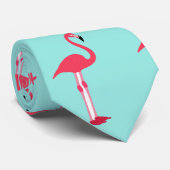 Roze Stropdas Flamingos in Mint Green - HAMbWG (Opgerold)