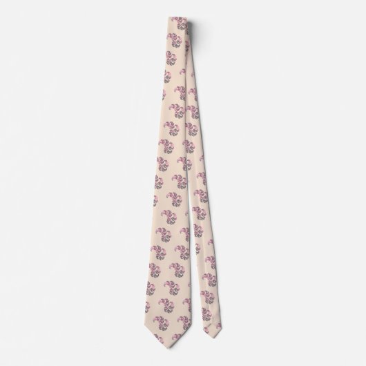 Roze Stropdas met Paisley Fractal Art Design (Voorkant)