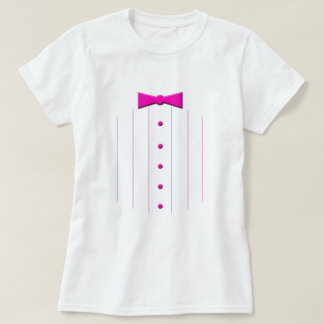 Roze stropdas tuxedo t-shirt