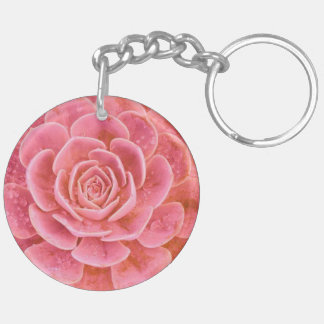 Roze Succulente Sleutelhanger