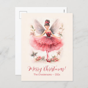 Roze Suiker Plum Fairy Vintage Kerst Briefkaart