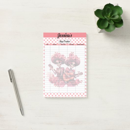 Roze suiker schedel stappen tracker post-it® notes (Kantoor)