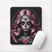 Roze Suiker Skull-no 2 Mousepad Muismat (Met muis)