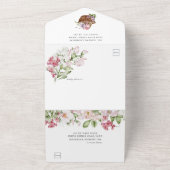 Roze suikererwten en Rozen bruiloft All In One Uitnodiging (Buitenkant)