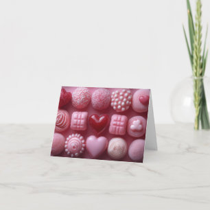 Roze Suikerhartjes Valentijns Groet Feestdagen Kaart