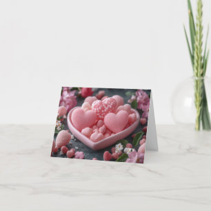 Roze Suikerhartjes Valentijns Groet Feestdagen Kaart