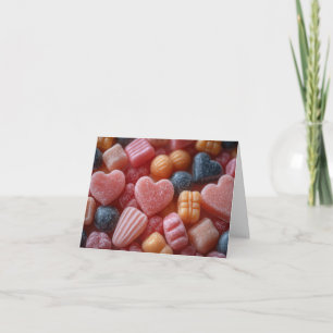 Roze Suikerhartjes Valentijns Groet Feestdagen Kaart