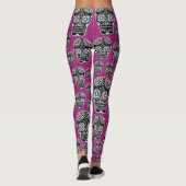 Roze suikerriet schedel Longvorming Glittereffect Leggings (Achterkant)