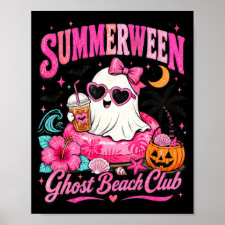 Roze summerween cute spook tropisch strand vakanti poster