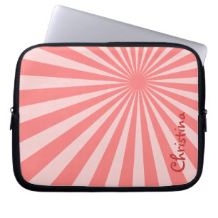 Roze Sunburst "Voeg Jouw namen toe" Laptop Sleeve