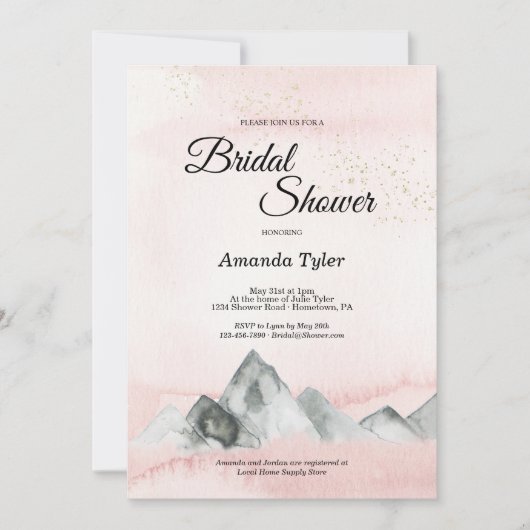 Roze Sunrise Mountain Bridal Shower Kaart (Voorkant)