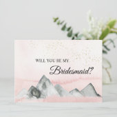 Roze Sunrise Mountain Bridesmaid proposal Kaart (Staand voorkant)
