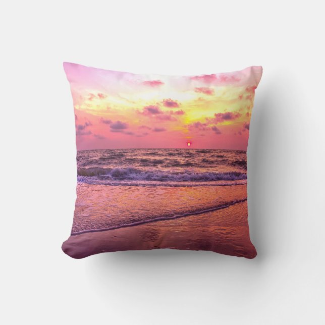 Roze Sunset Beach Napels, Florida Pillow Kussen (Voorkant)