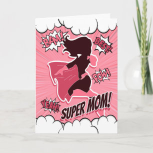 Roze Super Hero voor Happy Moederdag Kaart