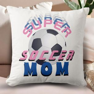 Roze Super Soccer Mam Sport Moederdag Kussen