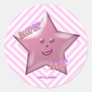 Roze Super Star Sticker