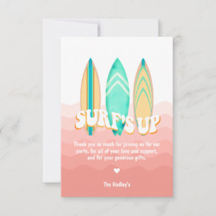 Roze Surfs Up Surfplank Verjaardag Bedankt Kaart