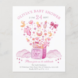 Roze Surprise Box Girl Baby shower Invitation