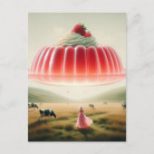 Roze surrealistische zoete traktatie briefkaart (Voorkant)