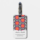 Roze Suzani Pattern Bagagelabel (Achterkant verticaal)