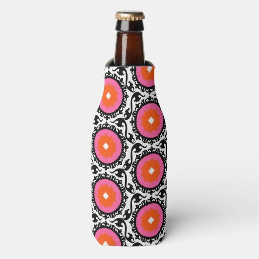 Roze Suzani Pattern Flesjeskoeler (Fles Voorkant)