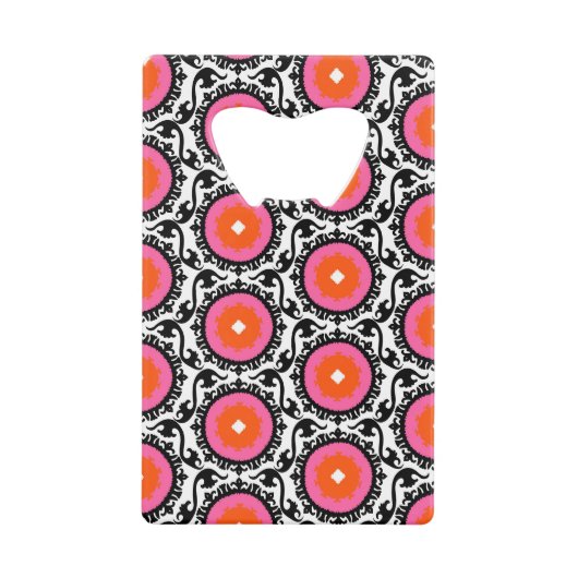Roze Suzani Pattern Kredietkaart Flessenopener (Voorkant)