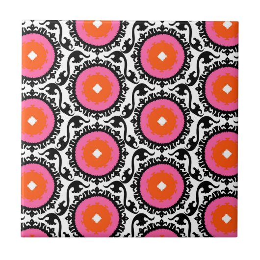 Roze Suzani Pattern Tegeltje (Voorkant)